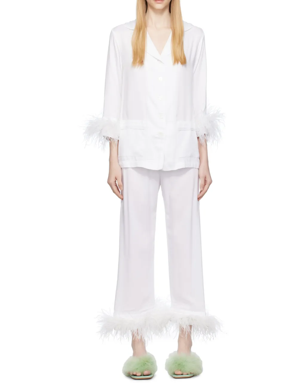 Feather Trim Pajama Set