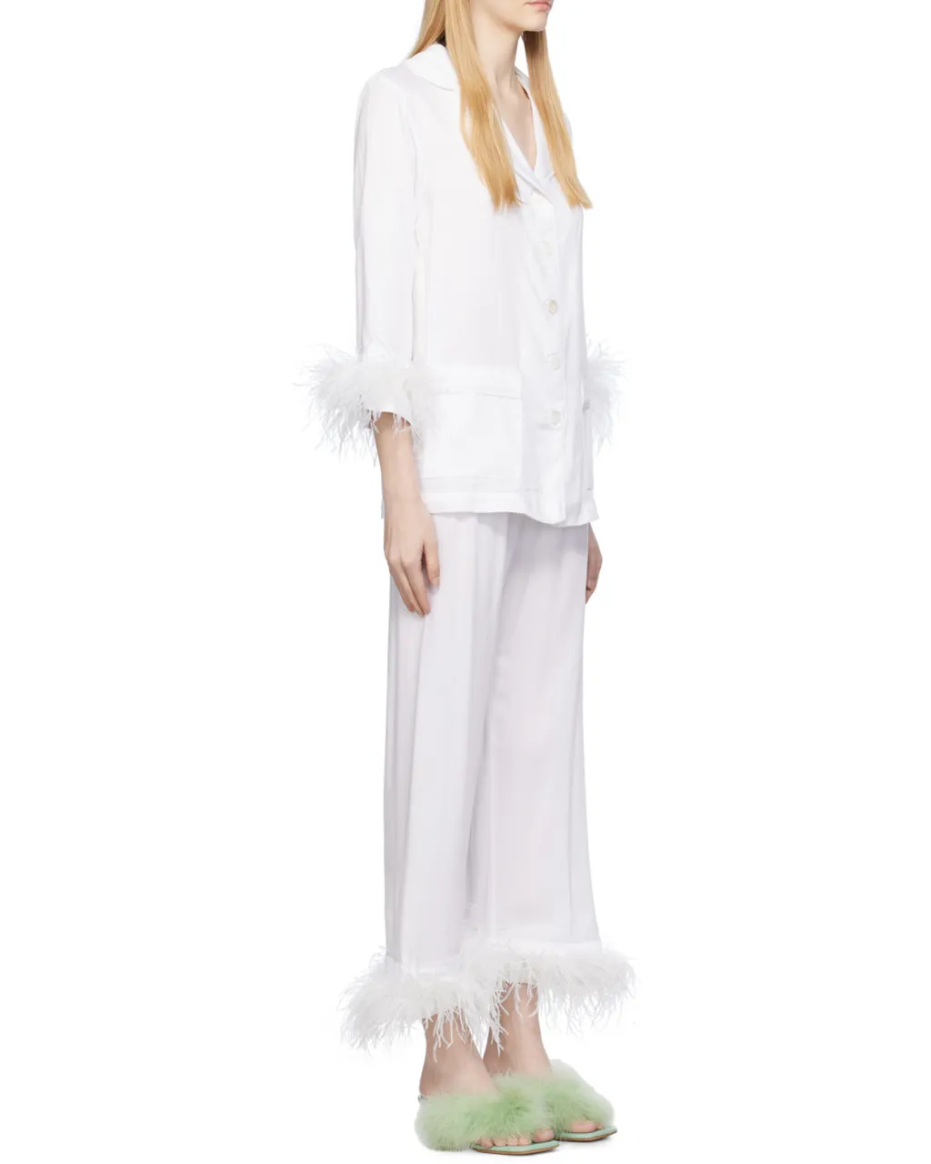 Feather Trim Pajama Set