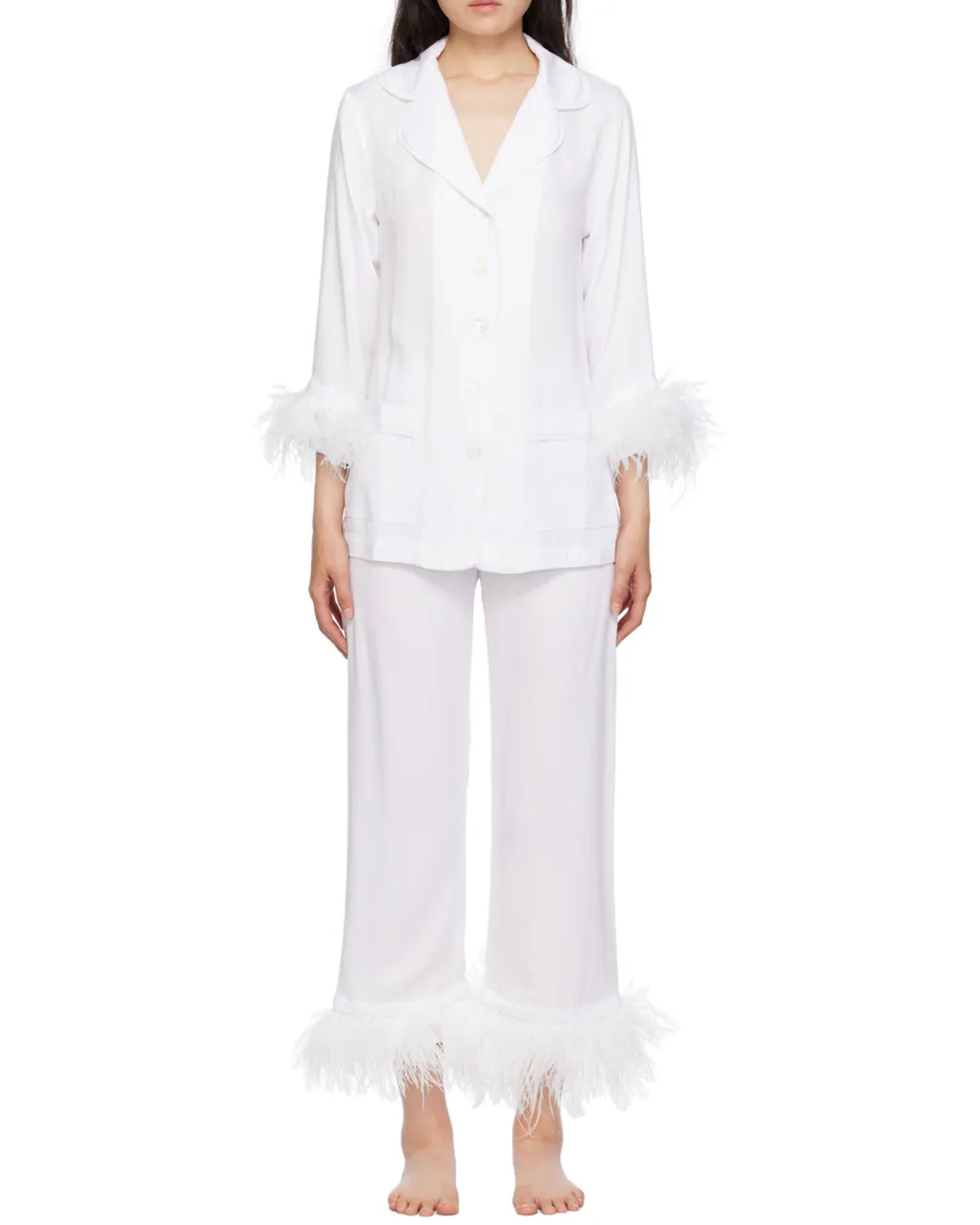 Feather Trim Pajama Set