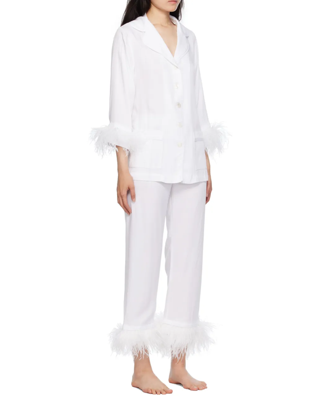 Feather Trim Pajama Set