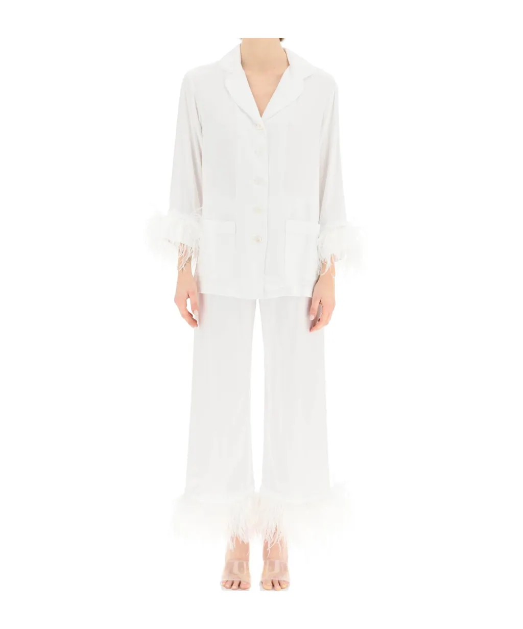 Feather Trim Pajama Set