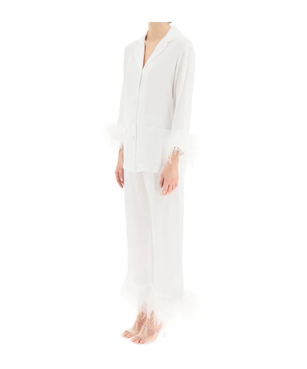 Feather Trim Pajama Set