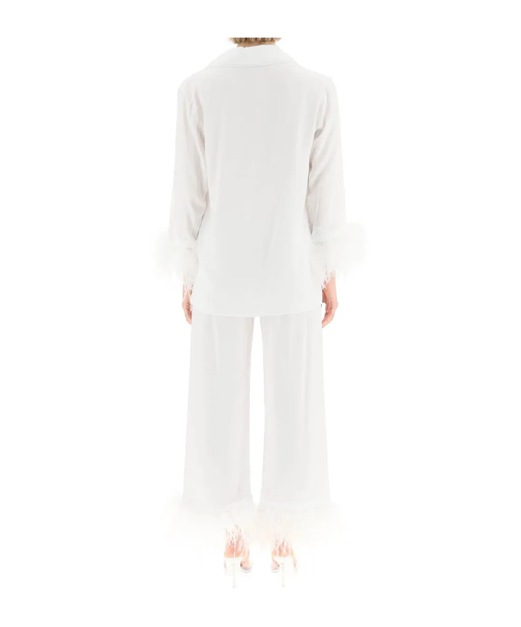 Feather Trim Pajama Set