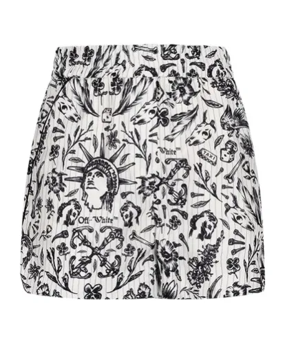 Off-White All-Over Patterned Pajama Shorts