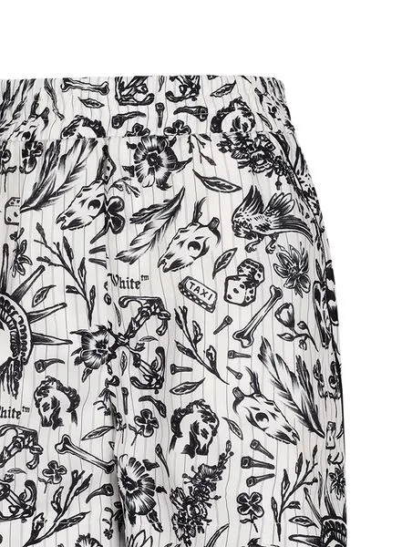 Off-White All-Over Patterned Pajama Shorts