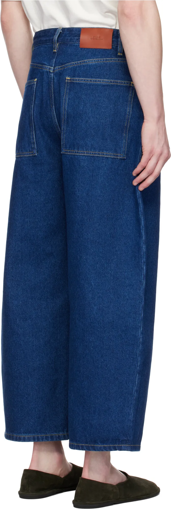 Studio Nicholson Logo Patch Cropped Wide-Leg Jeans