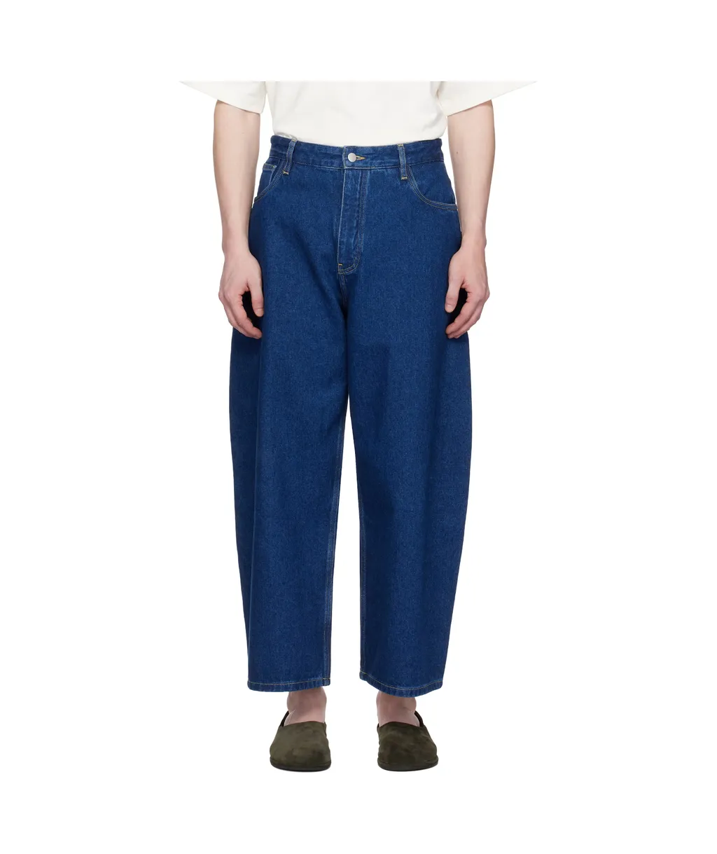 Studio Nicholson Logo Patch Cropped Wide-Leg Jeans