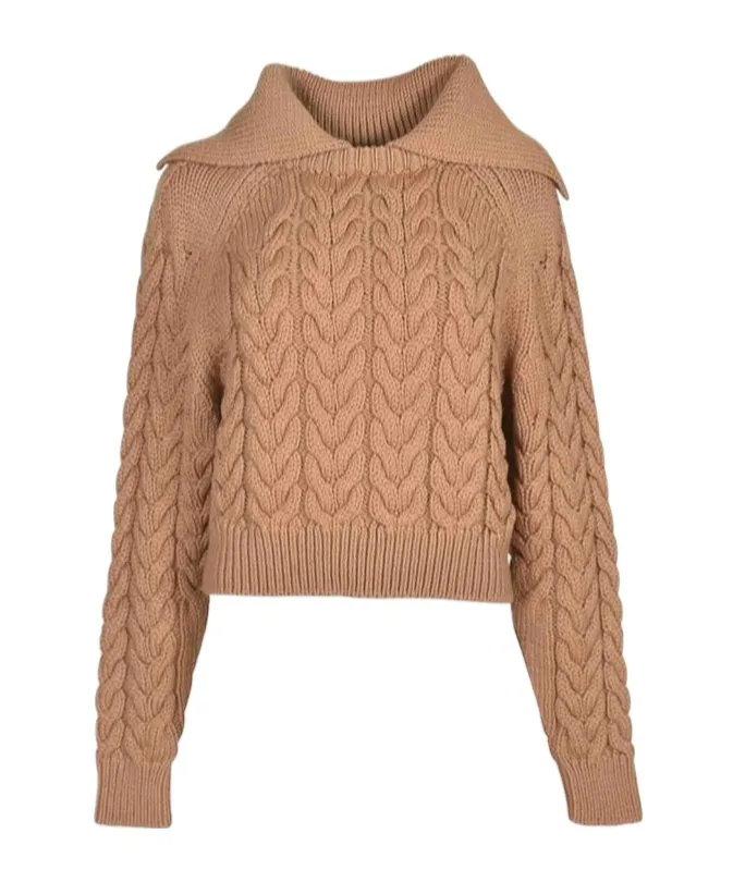 Patou Sailor Collared Cable-Knit Sweater
