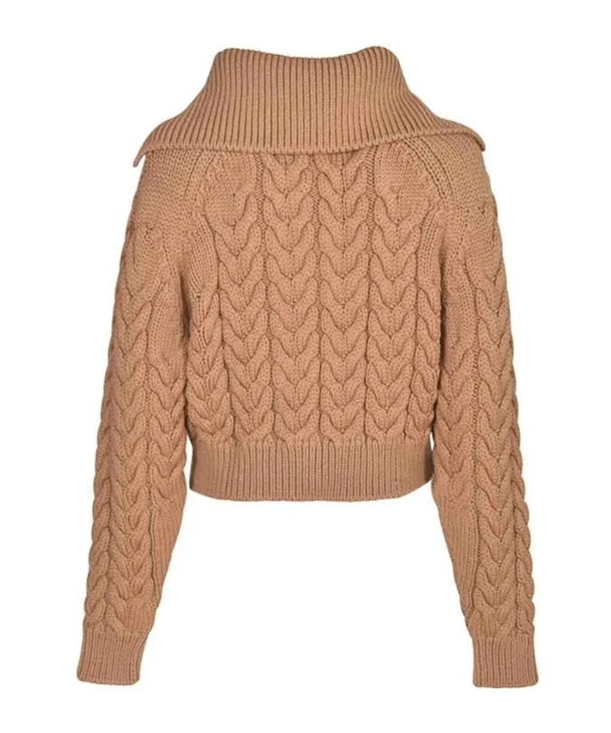Patou Sailor Collared Cable-Knit Sweater