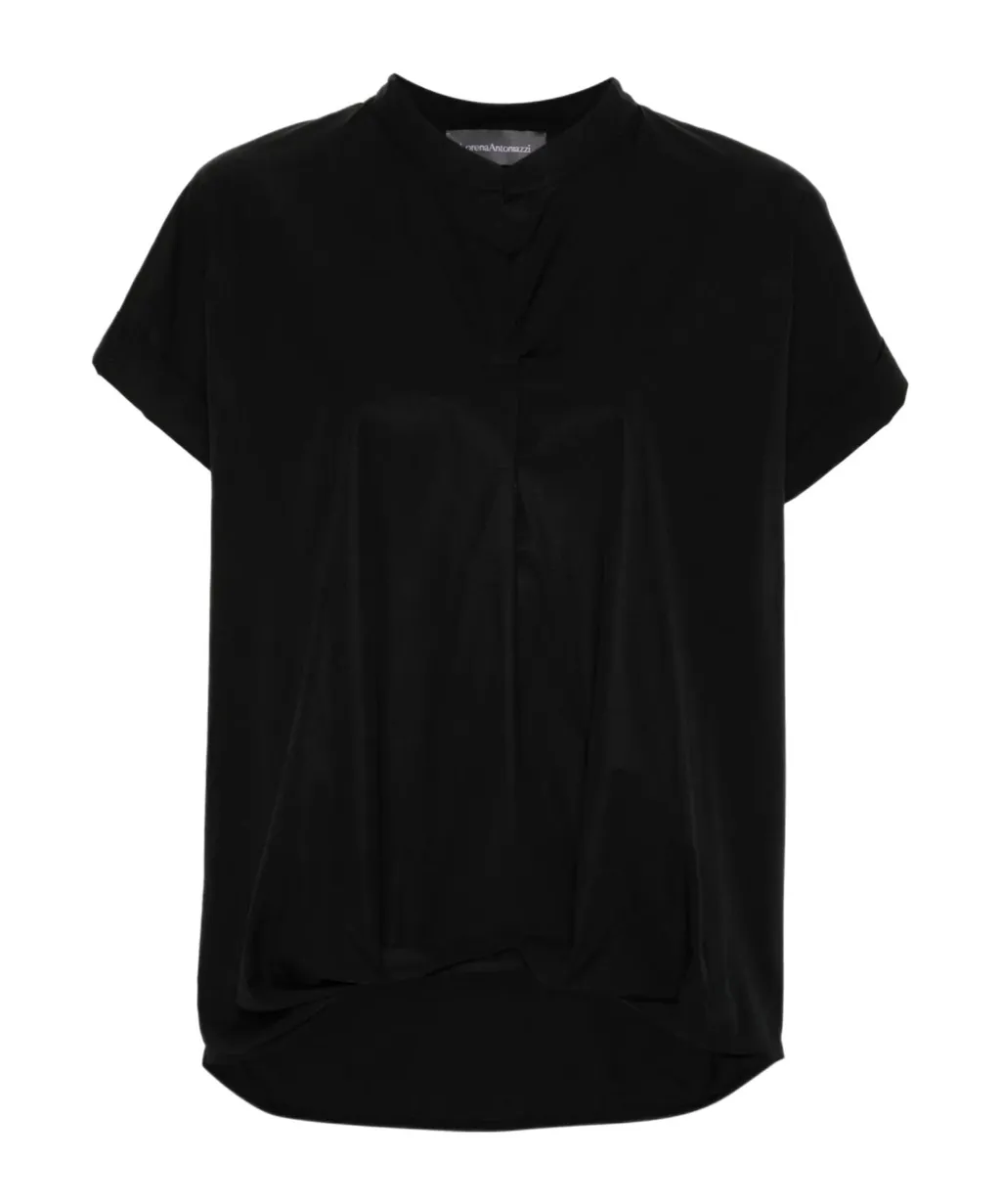 Lorena Antoniazzi Gathered Detailed Short-Sleeved Poplin Blouse