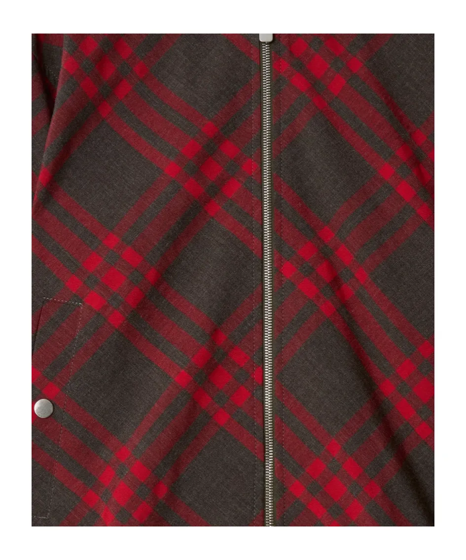 Burberry Checked Belted Waist Bomber Jacket