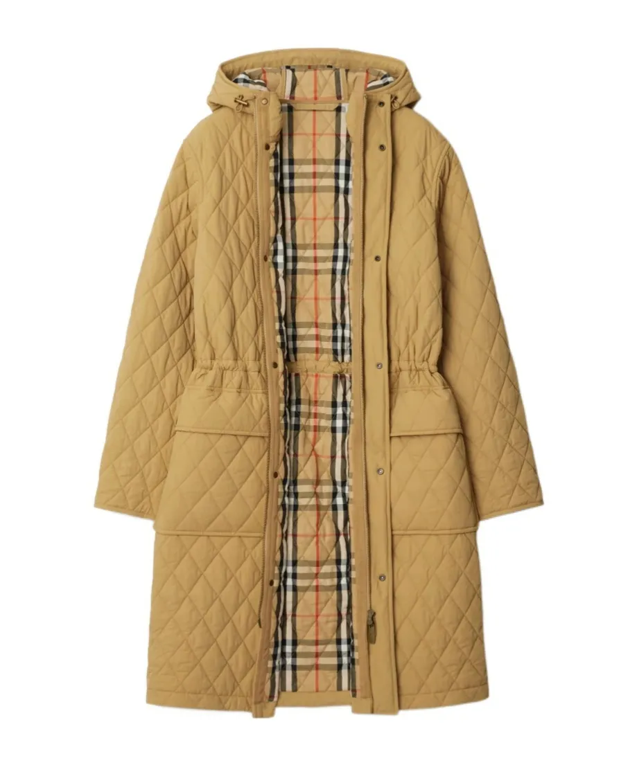 Burberry Drawstring Waist Hooded Quilted Parka