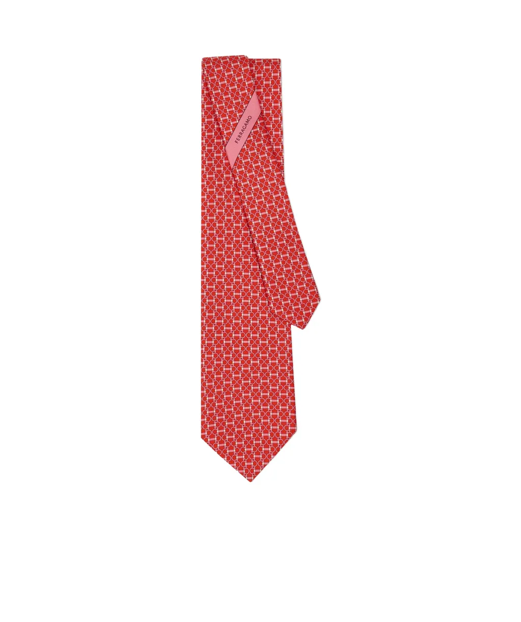Gancini Horse Collar Button Printed Tie