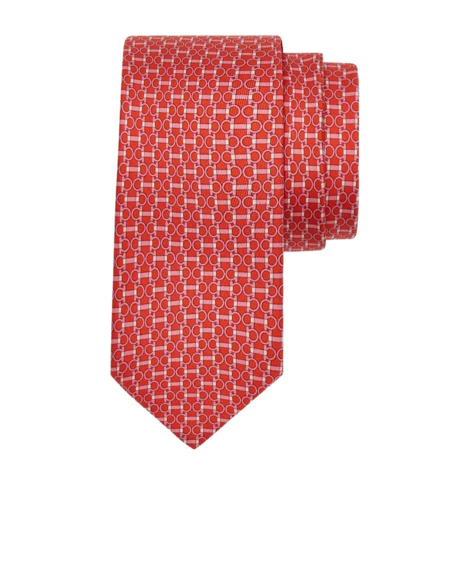 Gancini Horse Collar Button Printed Tie