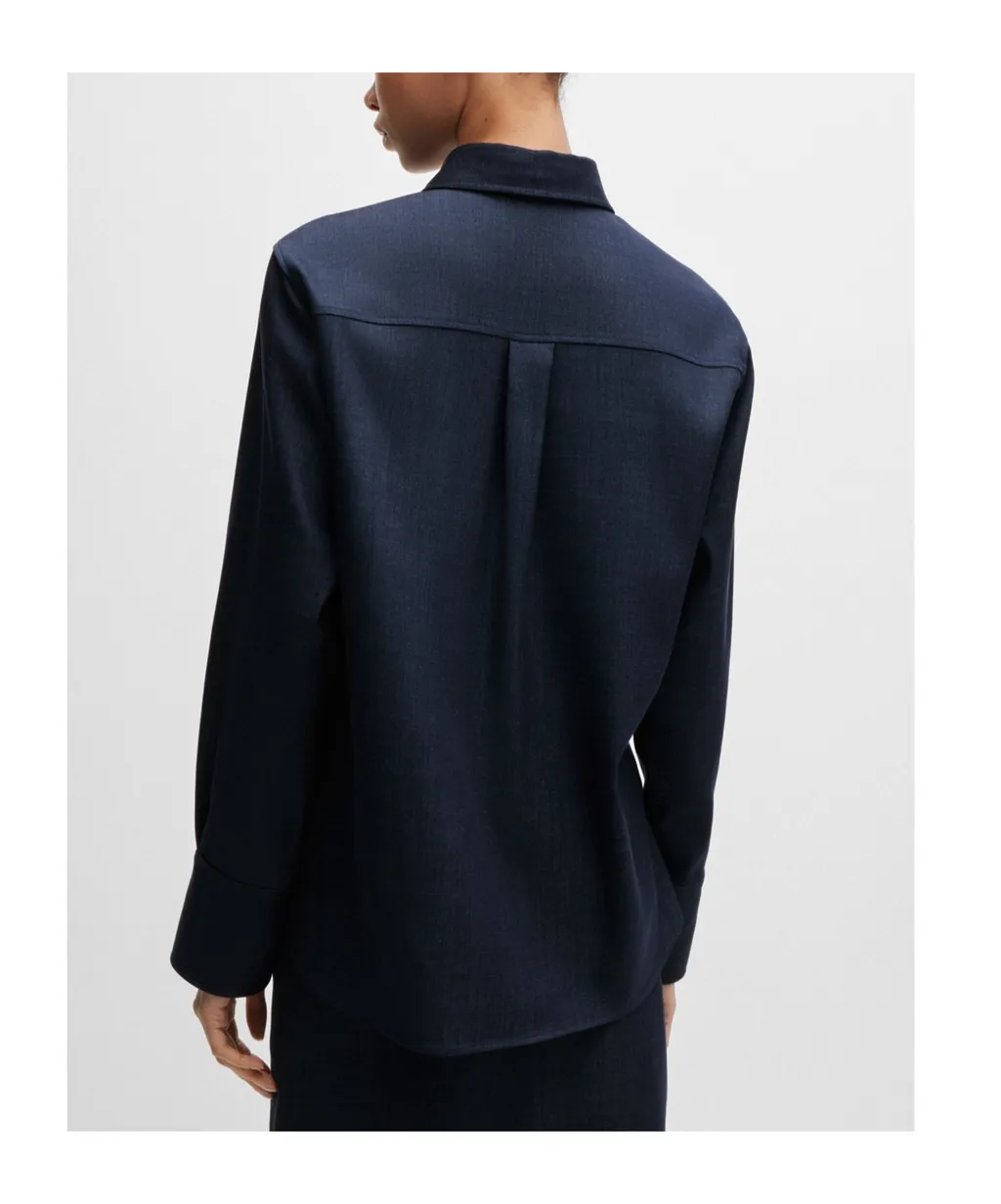Boss Hugo Boss Denim-Effect Twill Regular-Fit Blouse
