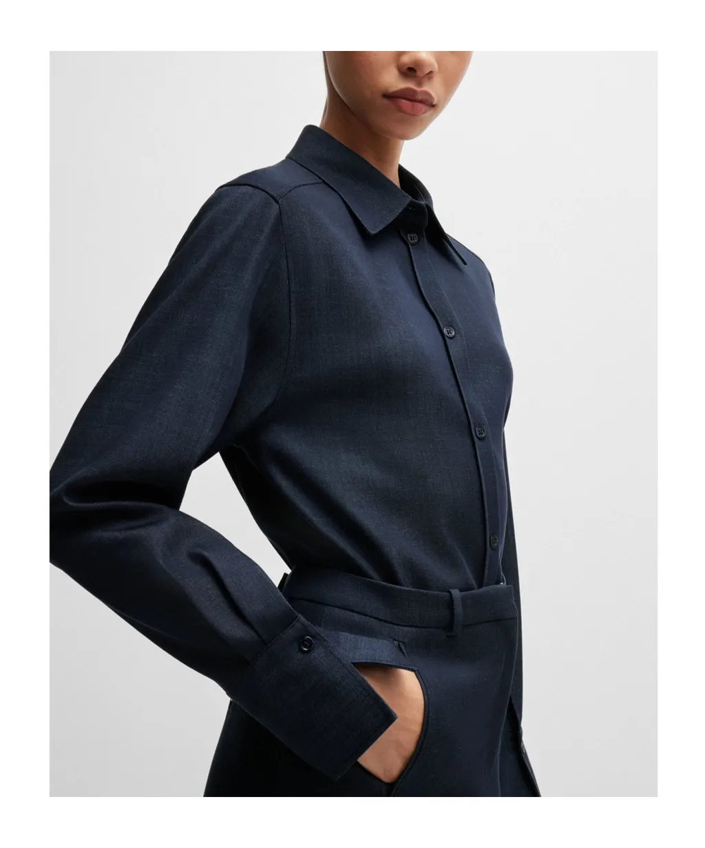 Boss Hugo Boss Denim-Effect Twill Regular-Fit Blouse