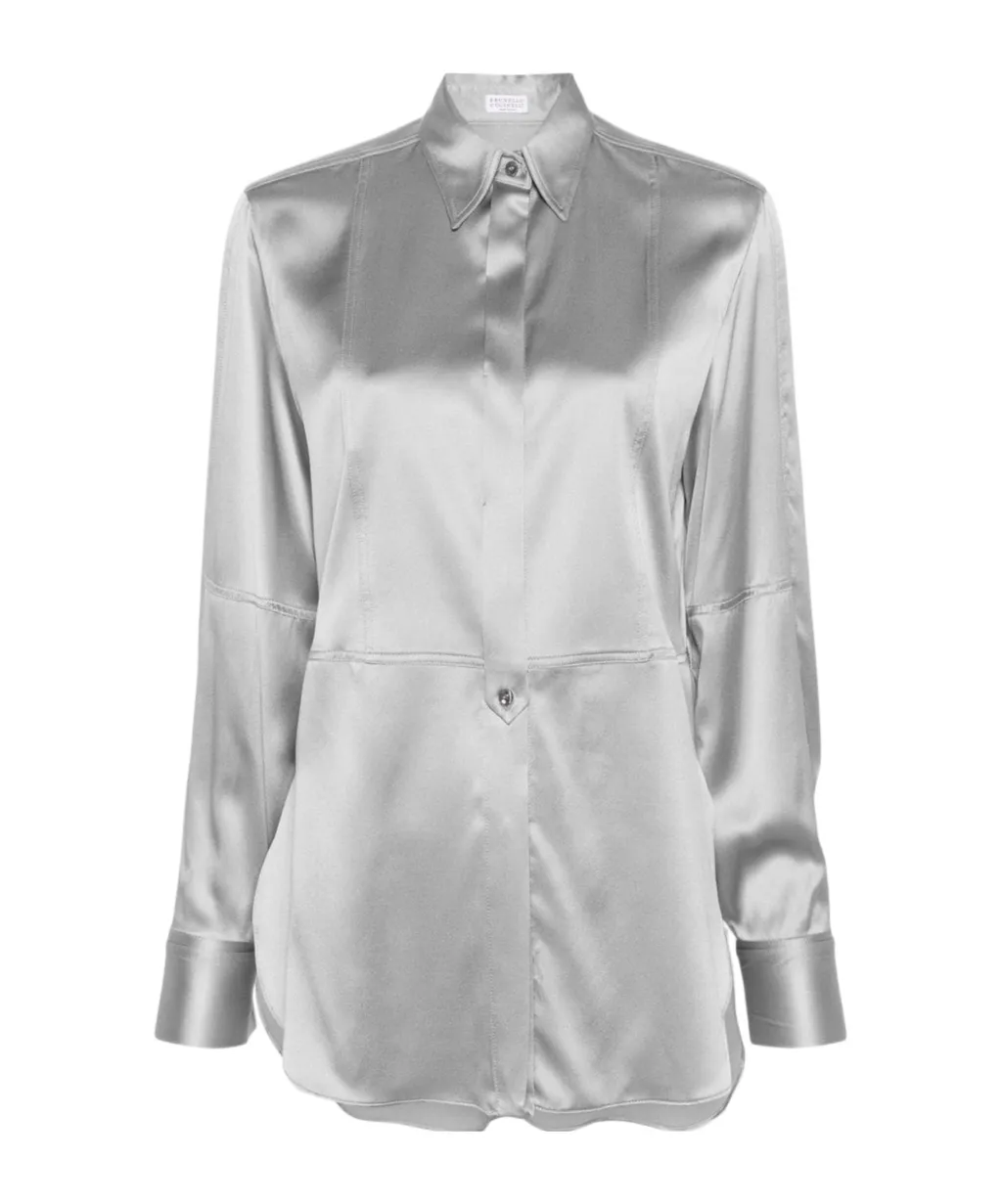 Long-Sleeve Satin Shirt