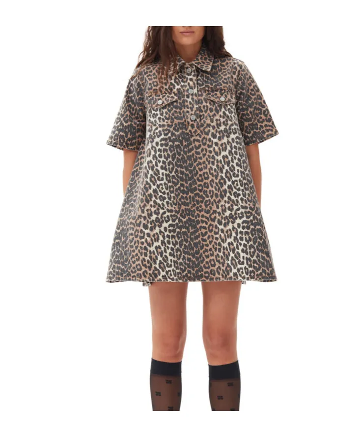Ganni Denim Dress In Spots