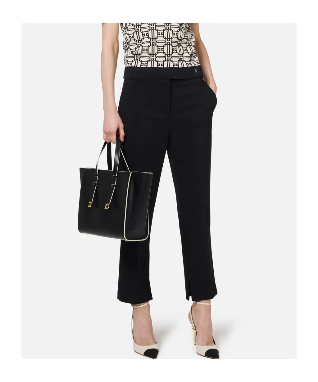 Elisabetta Franchi Slits Cropped Crepe Trousers