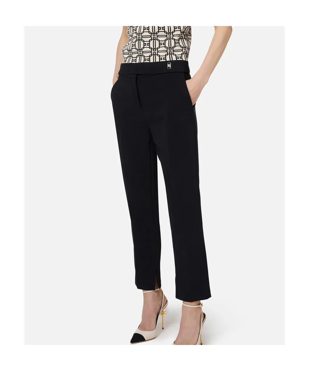 Elisabetta Franchi Slits Cropped Crepe Trousers