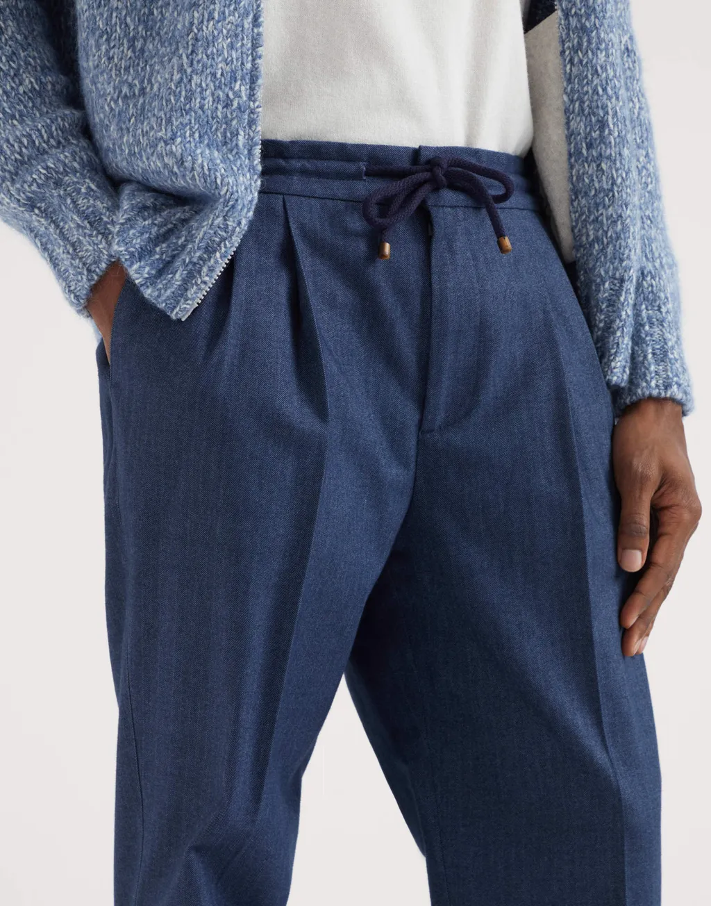 Brunello Cucinelli Drawstring Pleated Tapered Trousers