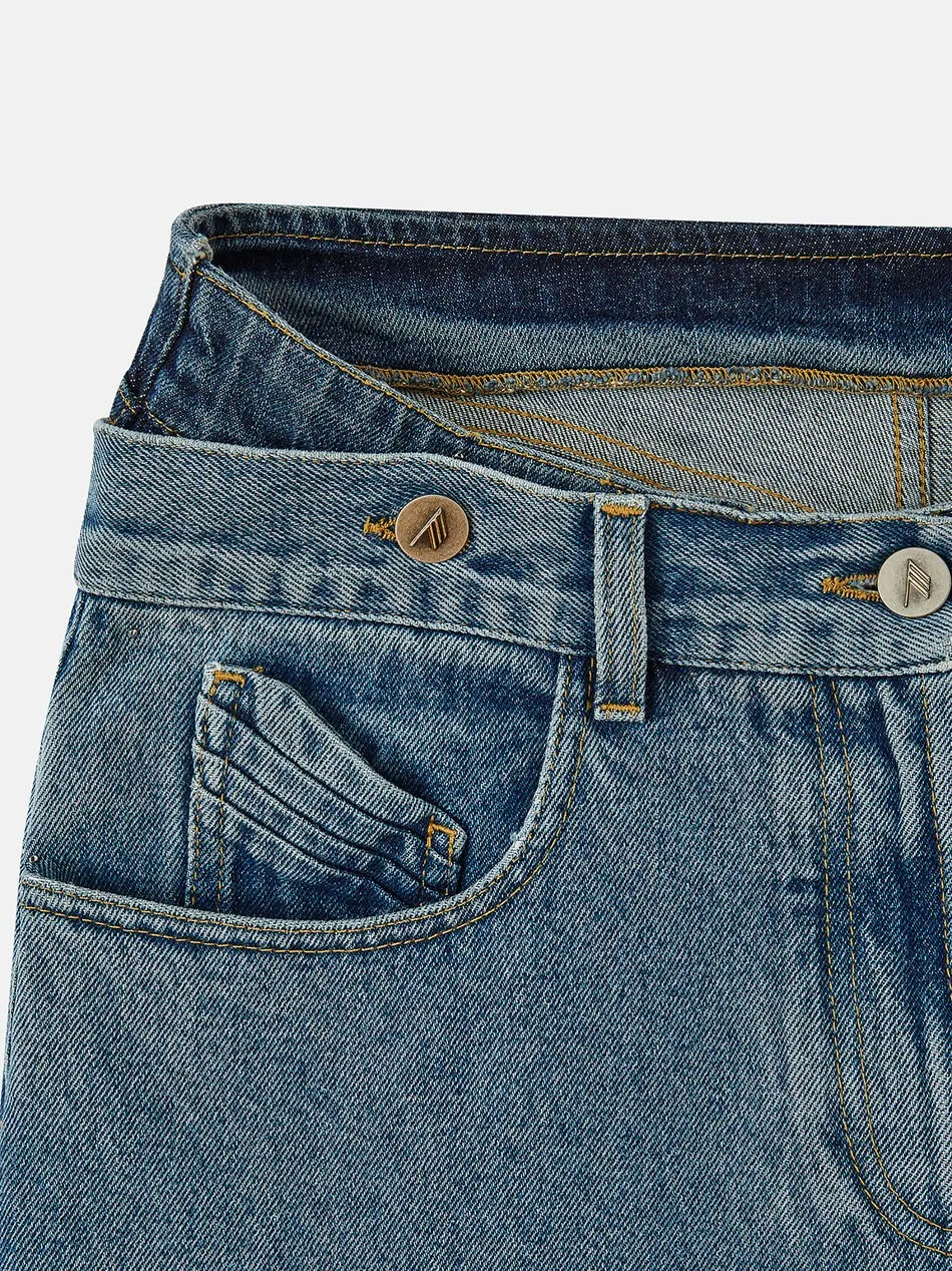 The Attico Logo Patch Straight-Leg Jeans