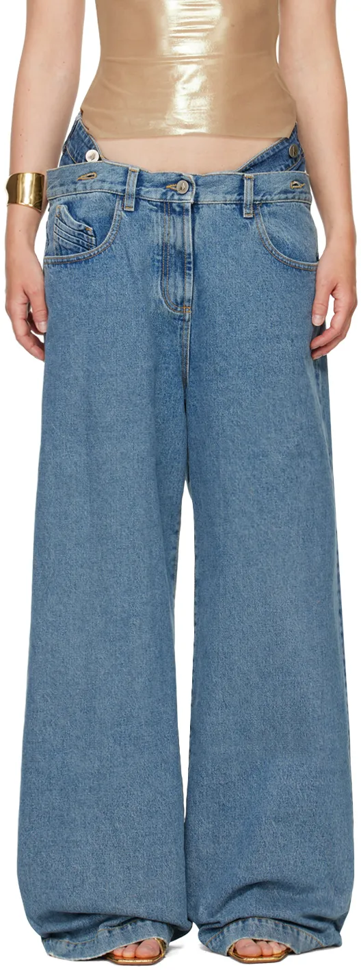 The Attico Logo Patch Straight-Leg Jeans