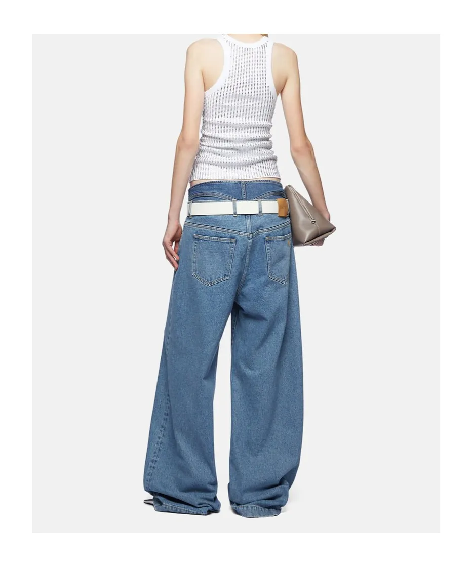 The Attico Logo Patch Straight-Leg Jeans