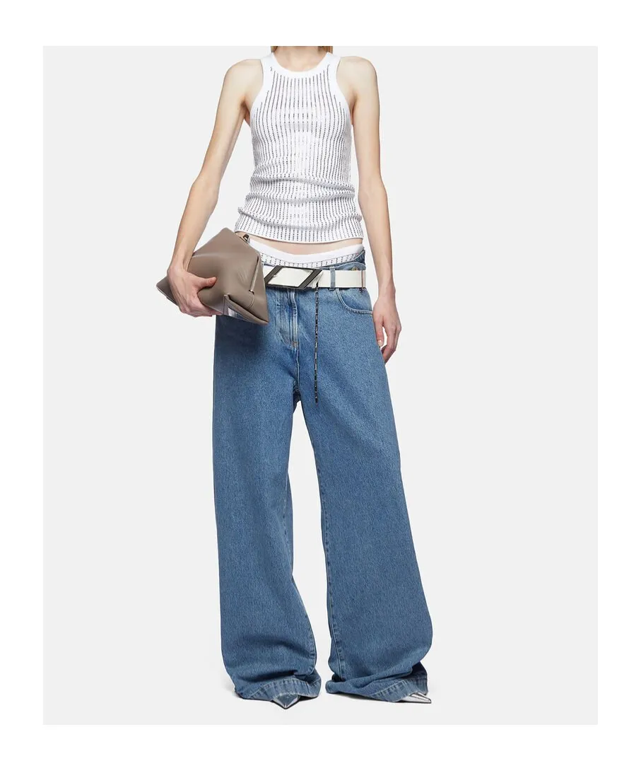 The Attico Logo Patch Straight-Leg Jeans