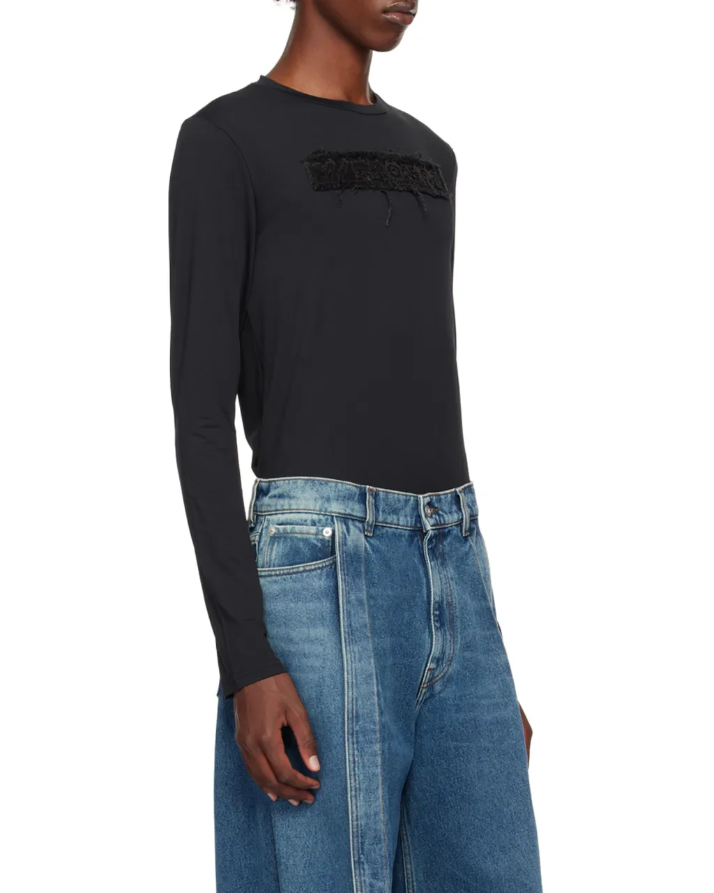 Y/Project Logo Patch Second Skin Distressed T-Shirt
