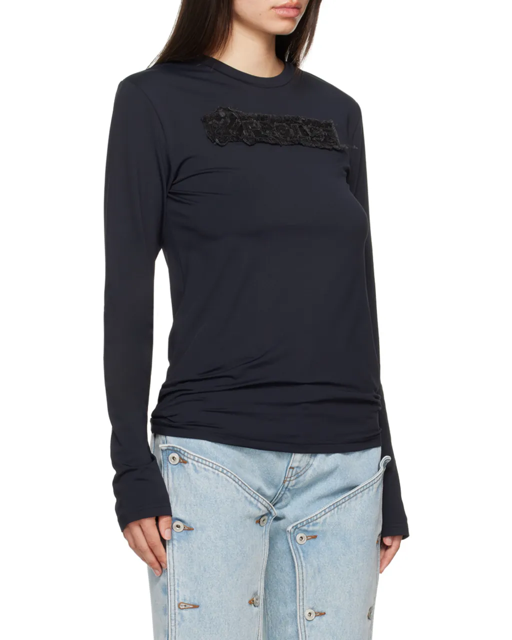 Y/Project Logo Patch Second Skin Distressed T-Shirt