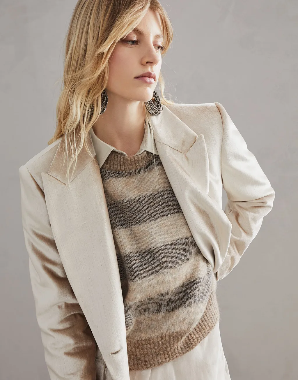 Brunello Cucinelli Monili Embellished Sleek Velvet Blazer