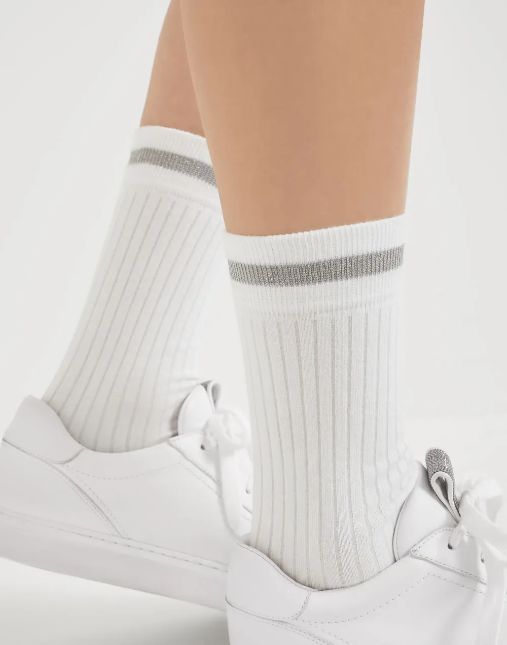 Brunello Cucinelli Monili-Bead Ribbed-Knit Pull-On Socks
