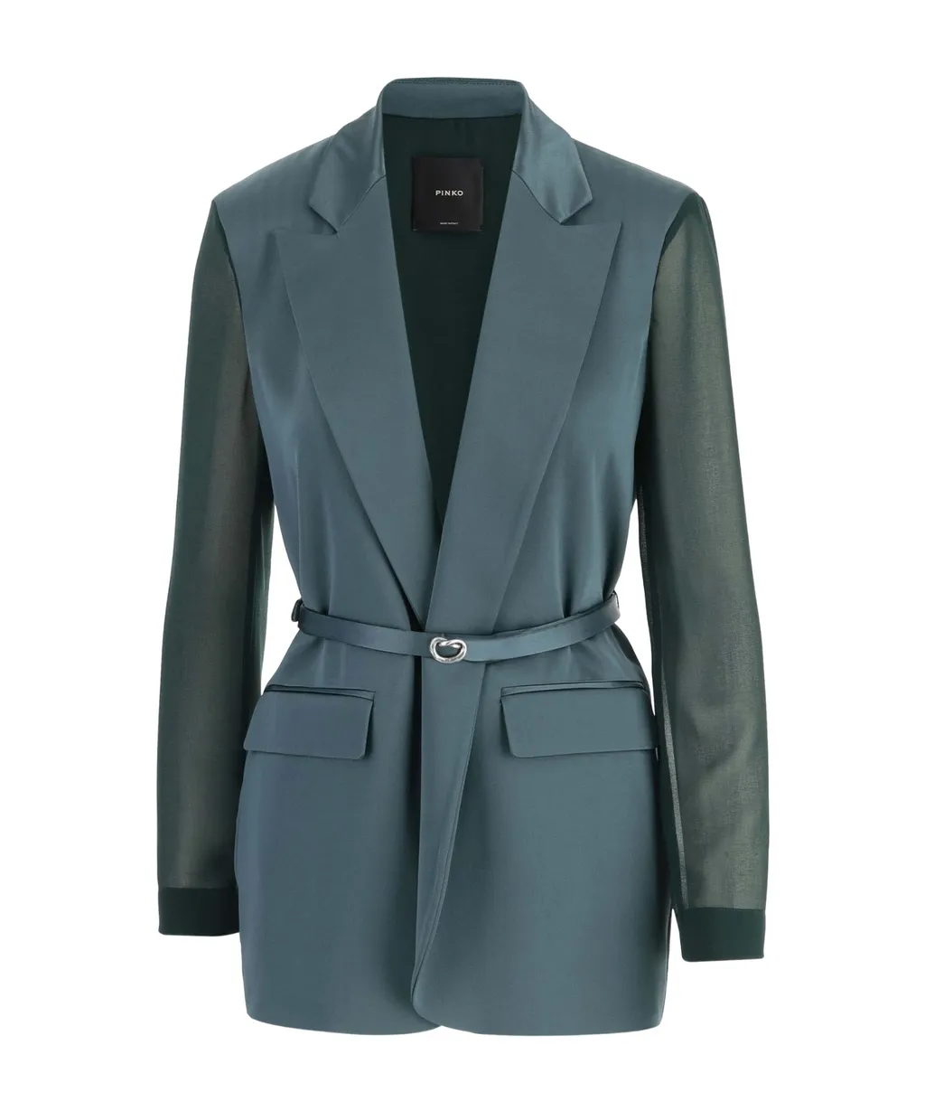 Pinko Long Sheer Sleeved Satin Jacket