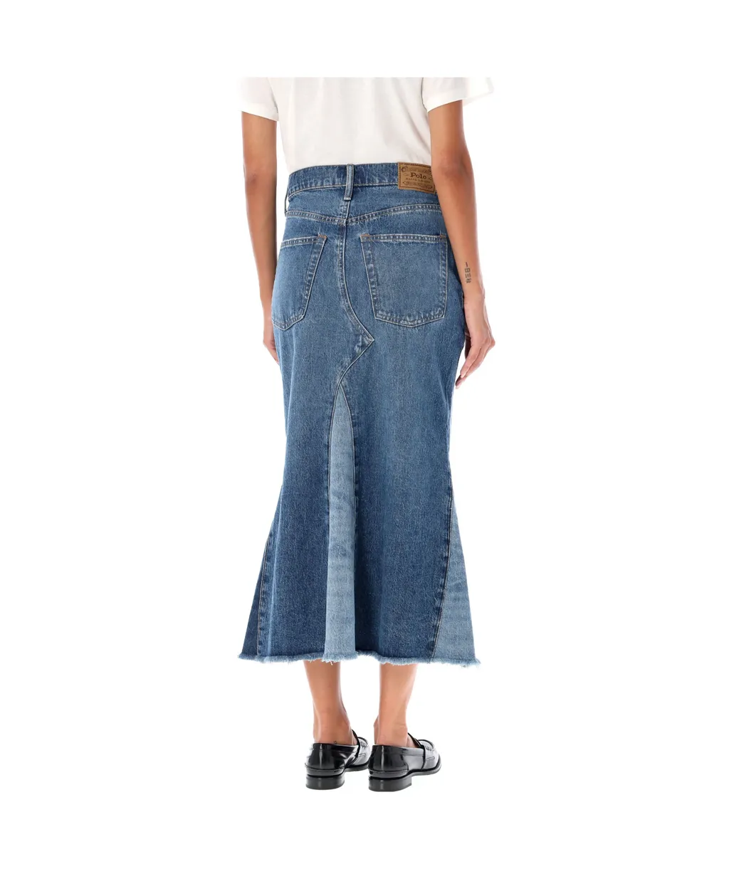 Polo Ralph Lauren Deconstructed Patchwork Denim Skirt