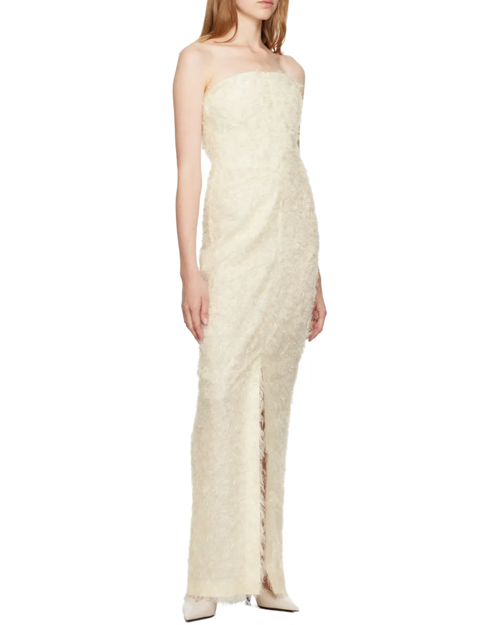 TotÊMe Strapless Textured Front-Slit Dress