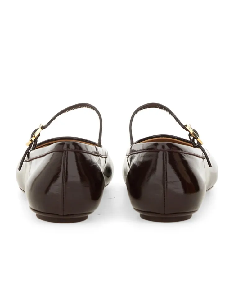 Gianvito Rossi Carla Buckle-Strap Ballerina Shoes