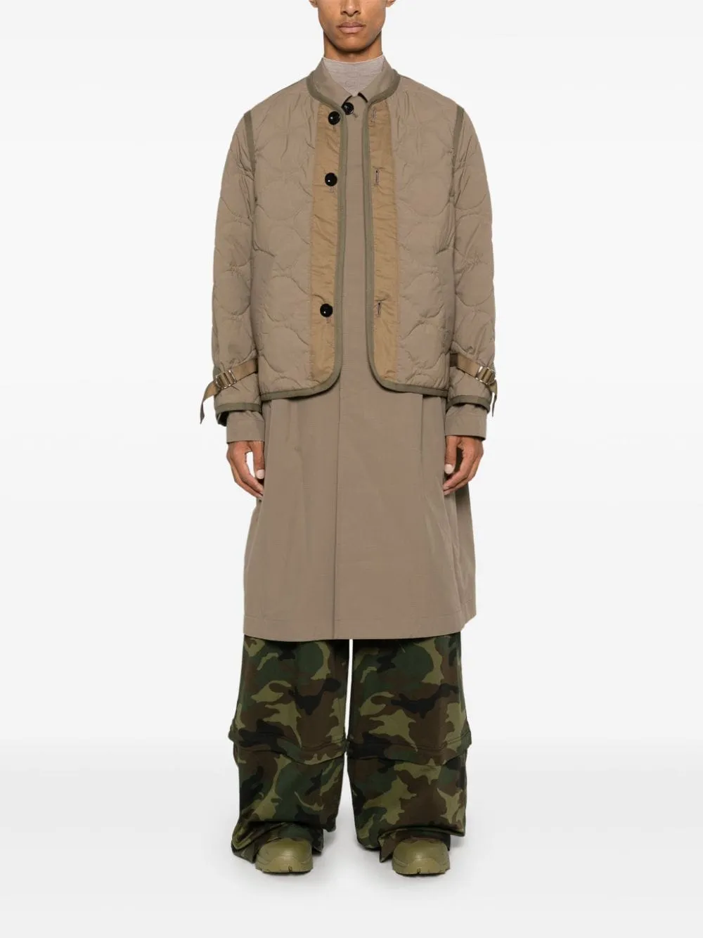 Sacai Layered Effect Quilted Coat