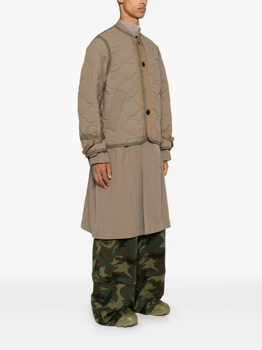 Sacai Layered Effect Quilted Coat