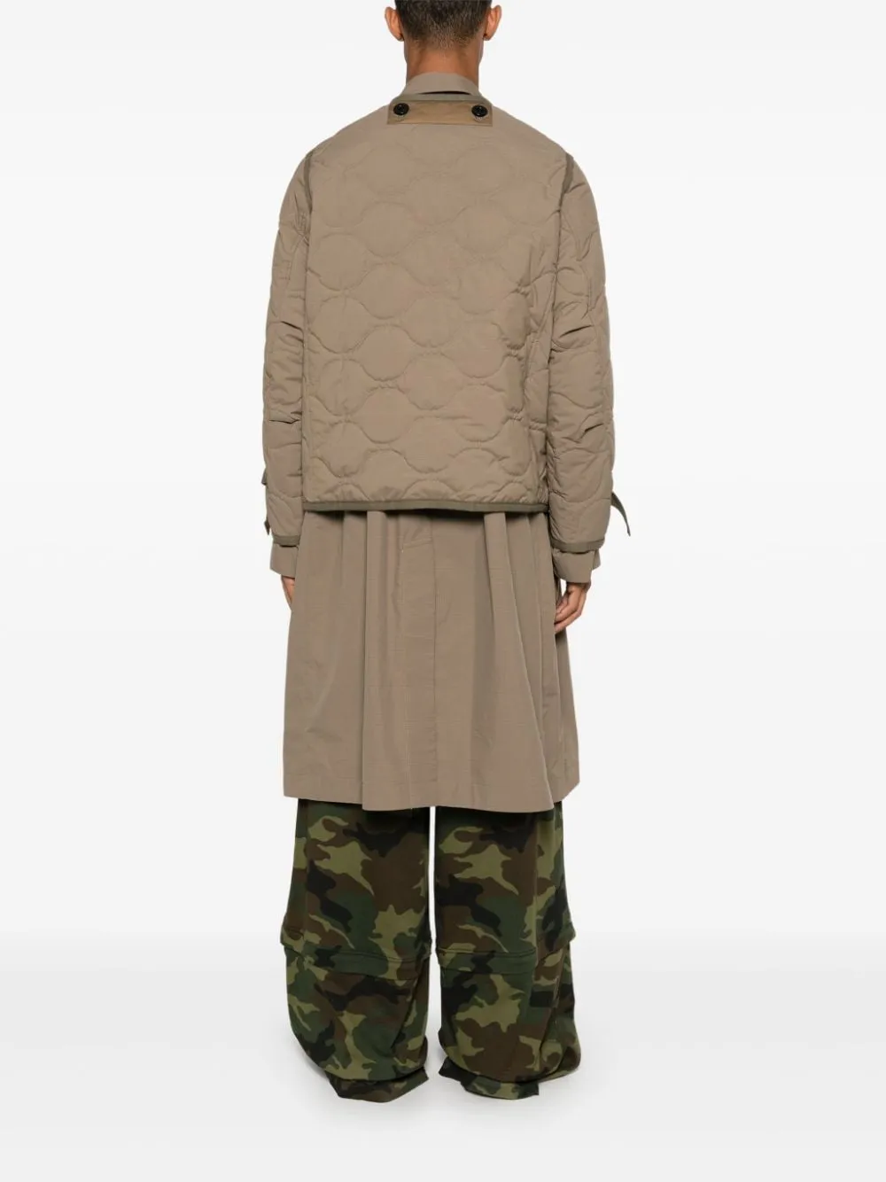Sacai Layered Effect Quilted Coat