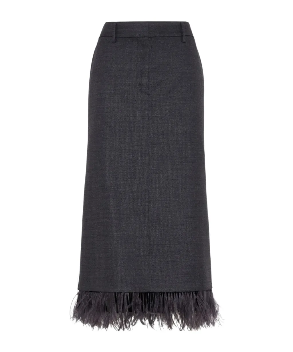 Brunello Cucinelli Fringed Midi Skirt