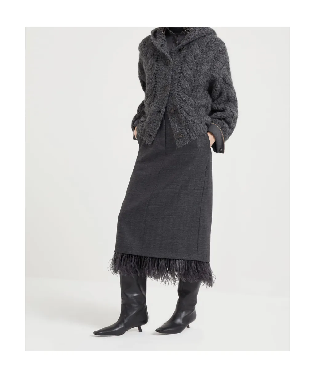 Brunello Cucinelli Fringed Midi Skirt