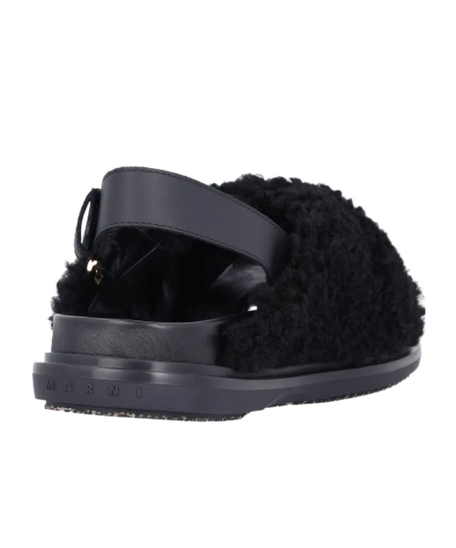 Marni Buckle Detailed Fluffy Sandals