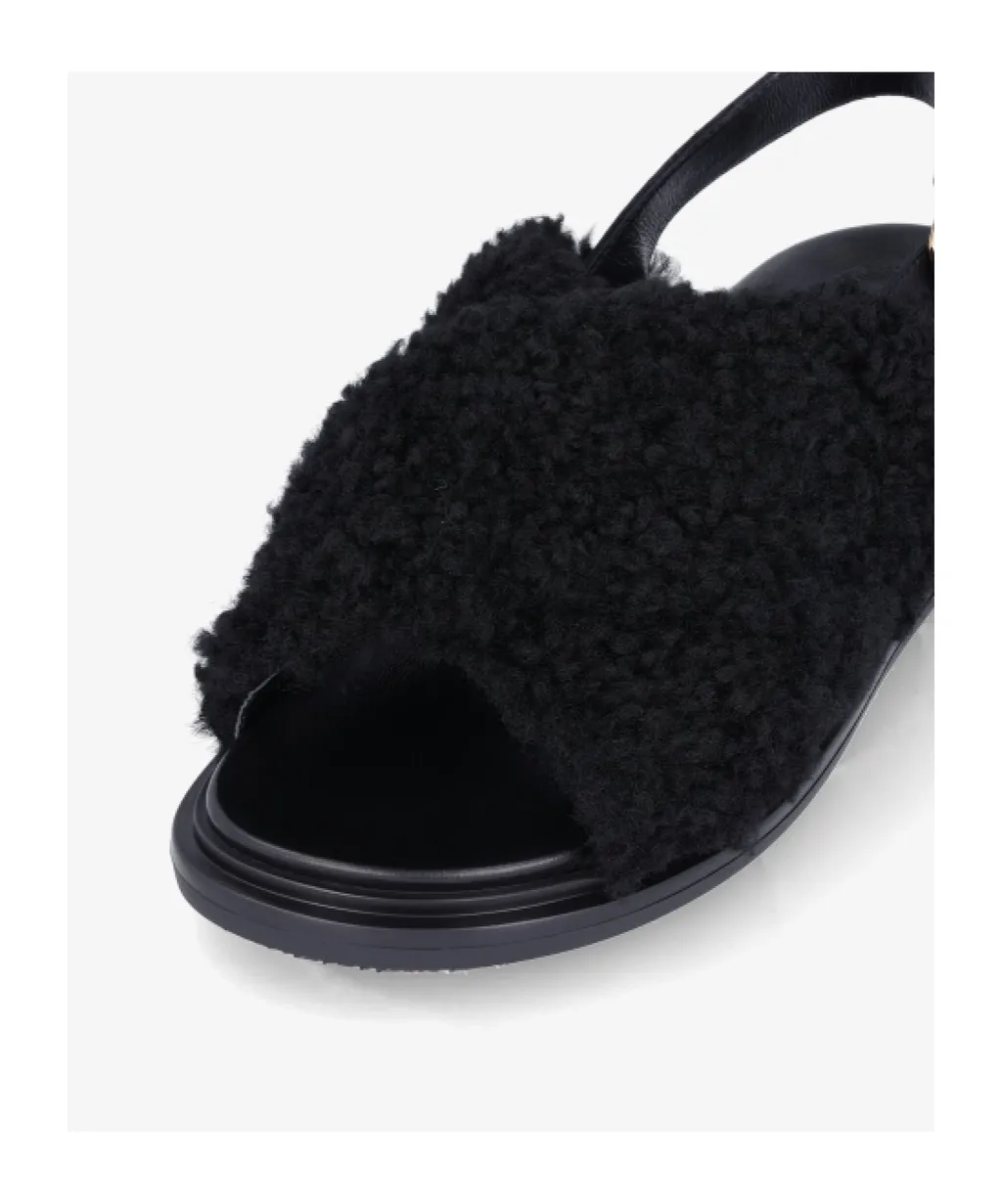 Marni Buckle Detailed Fluffy Sandals