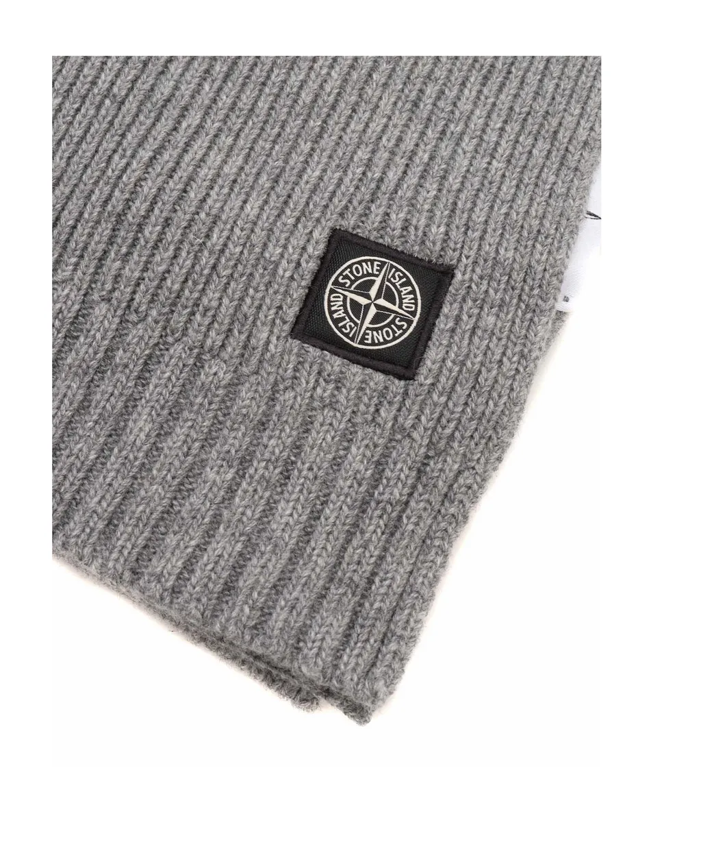 Stone Island Junior Compass Patch Knitted Scarf
