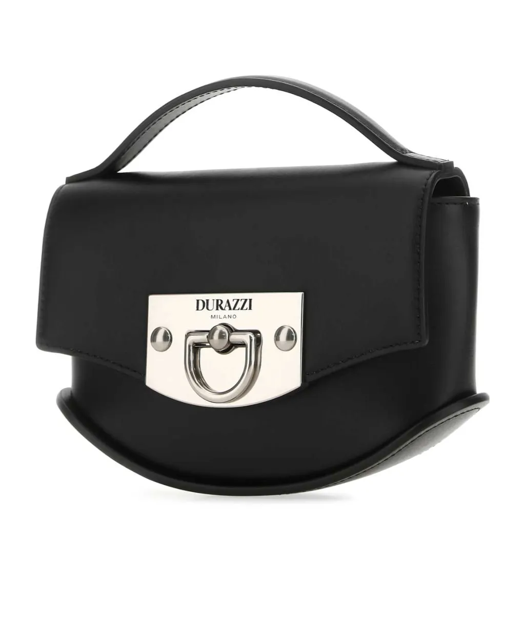 Flip-Lock Leather Shoulder Bag