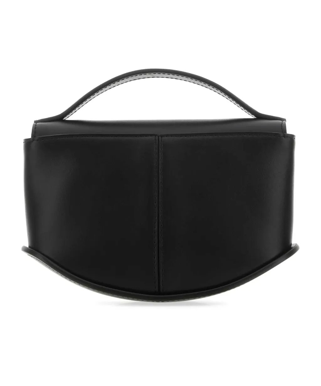 Flip-Lock Leather Shoulder Bag