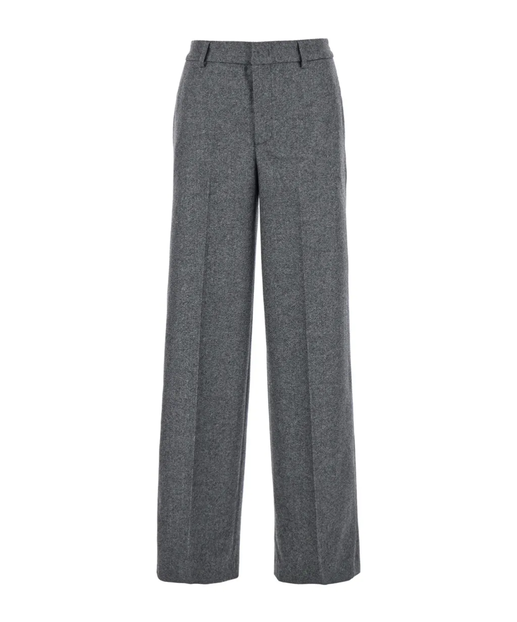 Pt Torino Herringbone Wide Leg Trousers