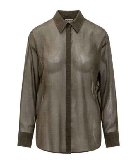 Salvatore Ferragamo Monogrammed Semi-Sheer Shirt