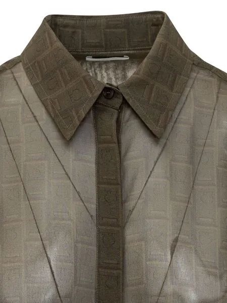 Salvatore Ferragamo Monogrammed Semi-Sheer Shirt